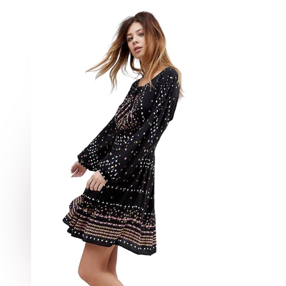 Free People Coryn Mini Long Sleeve Skater Dress Size 12